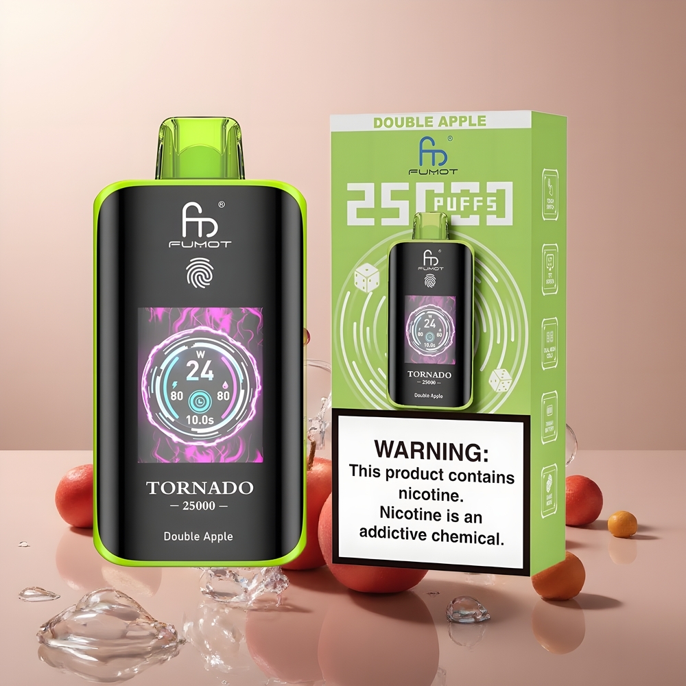 Partihandel Sverige Fumot Tornado 25000 Puffs Dubbel Äpple 700mAh 20ml Typ-C