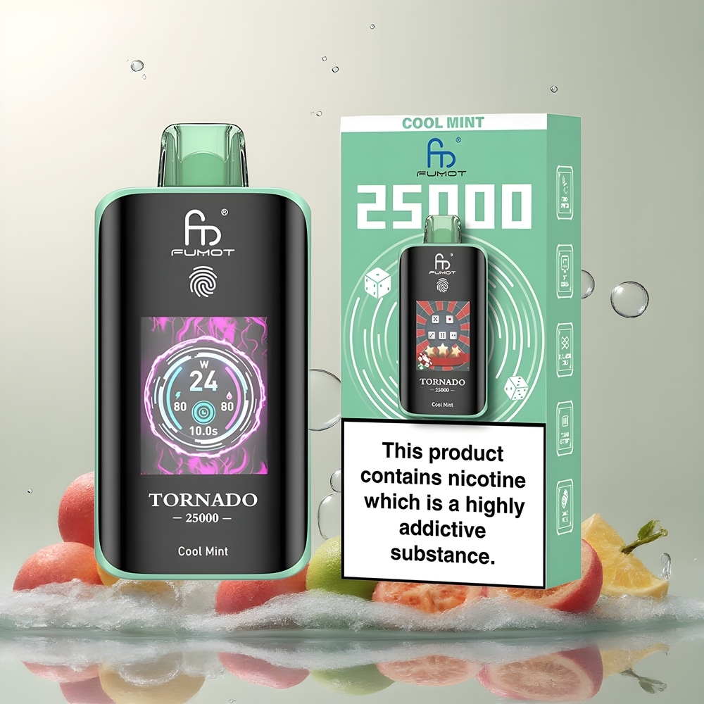 Partihandel Sverige Fumot Tornado 25000 Puffs E-läskning Kylmynt Typ-C 700mAh 20ml