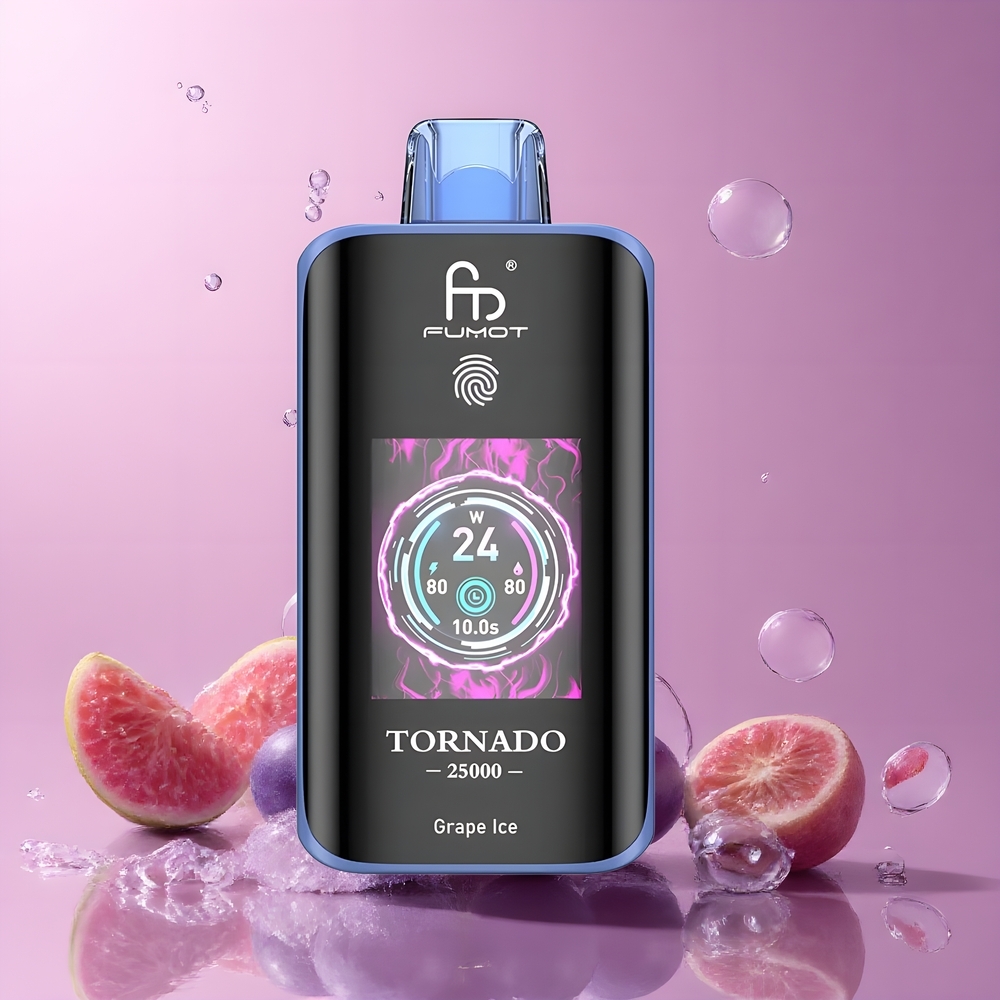 Partihandel Sverige Fumot Tornado 25000 Puffs HD Skärm 700mAh 20ml Druva Is