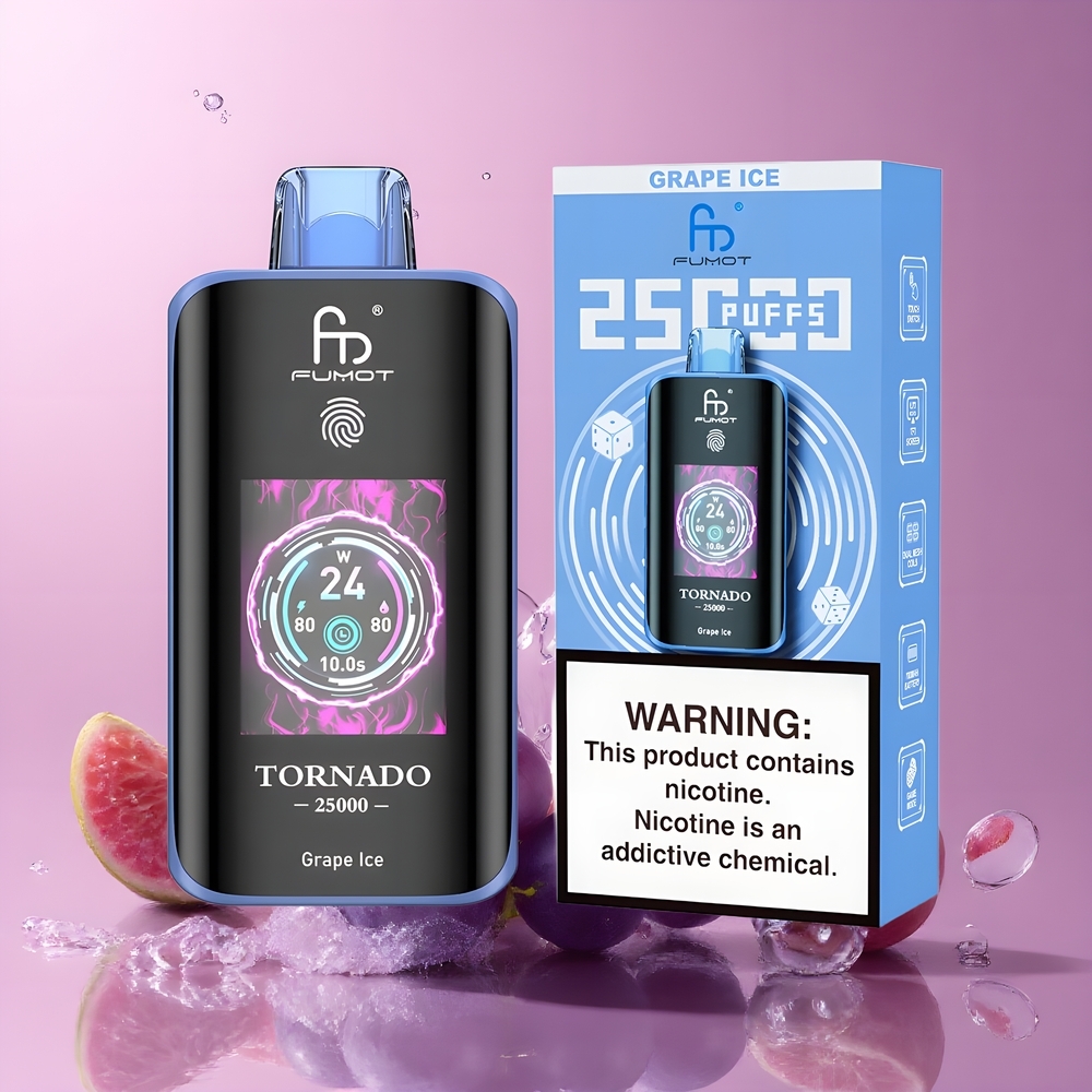 Partihandel Sverige Fumot Tornado 25000 Puffs HD Skärm 700mAh 20ml Druva Is