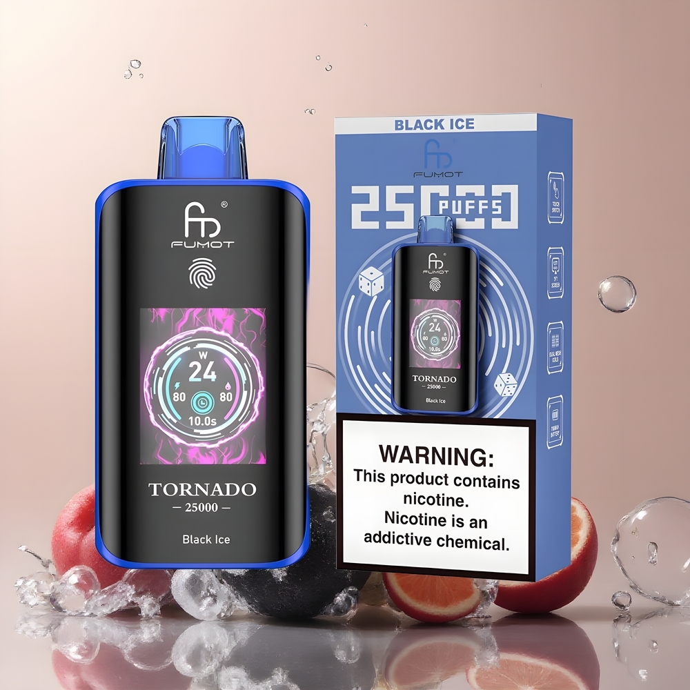 Partihandel Sverige Fumot Tornado 25000 Puffs HD Skärm 700mAh 20ml Svart Is