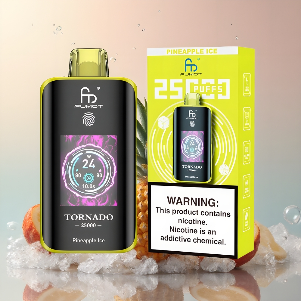 Partihandel Sverige Fumot Tornado 25000 Puffs HD Skärm 700mAh Ananas Is
