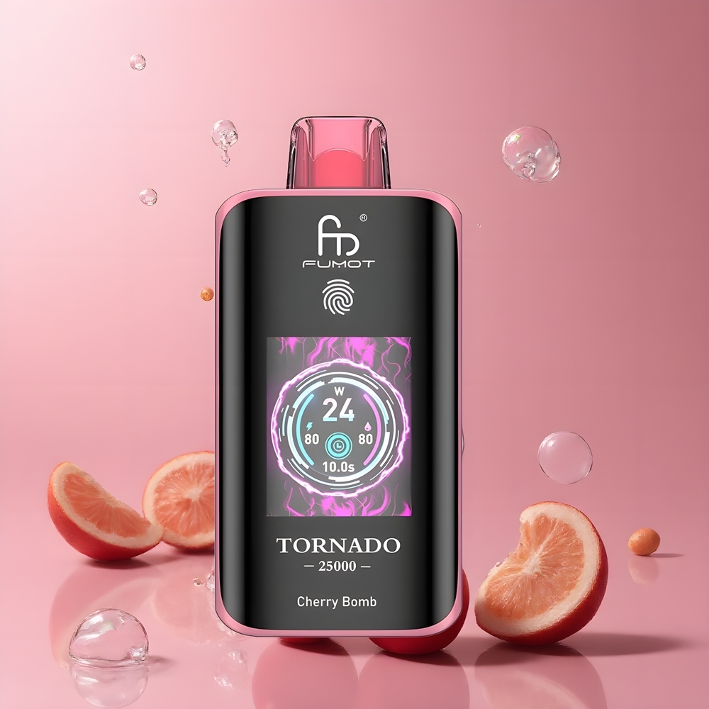 Partihandel Sverige Fumot Tornado 25000 Puffs HD Skärm 700mAh Laddbar Körsbärsbomb