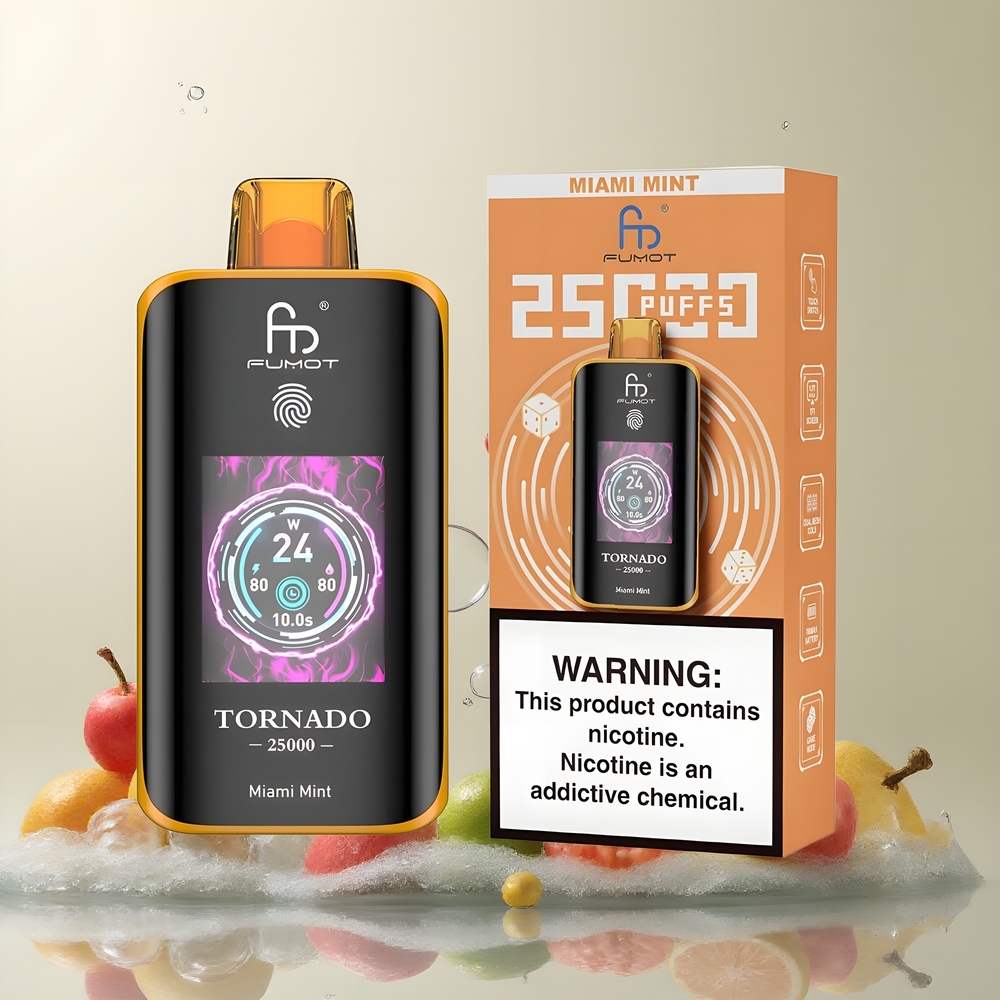 Partihandel Sverige Fumot Tornado 25000 Puffs HD Skärm 700mAh Miami Mynta