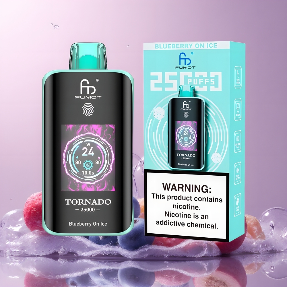 Partihandel Sverige Fumot Tornado 25000 Puffs HD Skärm Laddbar Blåbär På Is