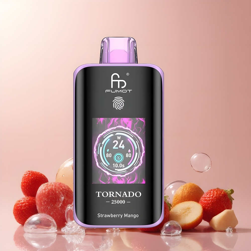 Partihandel Sverige Fumot Tornado 25000 Puffs Jordgubb Mango HD Skärm 700mAh 20ml
