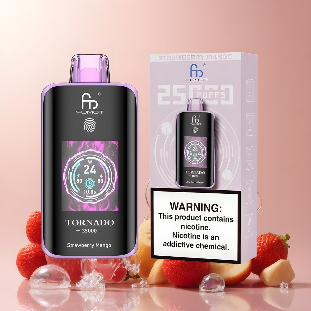 Partihandel Sverige Fumot Tornado 25000 Puffs Jordgubb Mango HD Skärm 700mAh 20ml