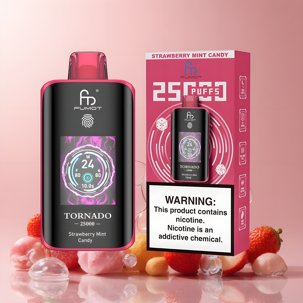 Partihandel Sverige Fumot Tornado 25000 Puffs Jordgubbe Mint Godis 700mAh 20ml