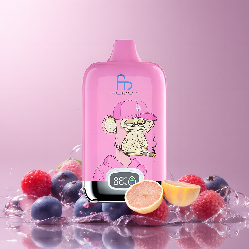 Partihandel Sverige Fumot Tornado Digital Box 12000 Puffs 20ml MESH Type-C Blåbär Hallon