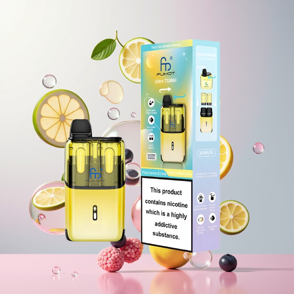 Partihandel Sverige Fumot Ultra T32000 2 mun Fizzy Citron & Lime & Citron & Blåbär 24ml Mesh Coil