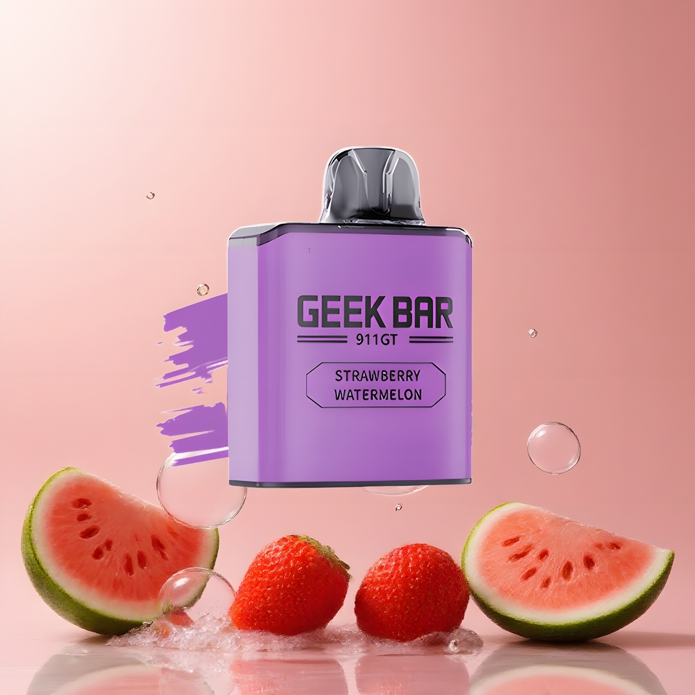 Partihandel Sverige GEEK BAR 911 GT 16000 Puffs Återanvändbar E-Cigg Jordgubb Vattenmelon 800mAh 5% VPU