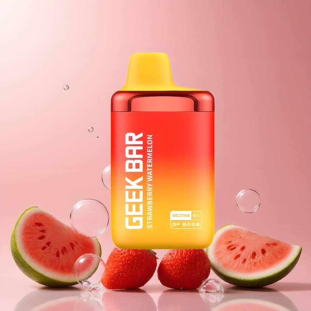 Partihandel Sverige GEEK BAR DF8000 Engångs Vape Jordgubb Vattenmelon 8000 puffar 14mL 20mg/mL Dual Mesh Coil