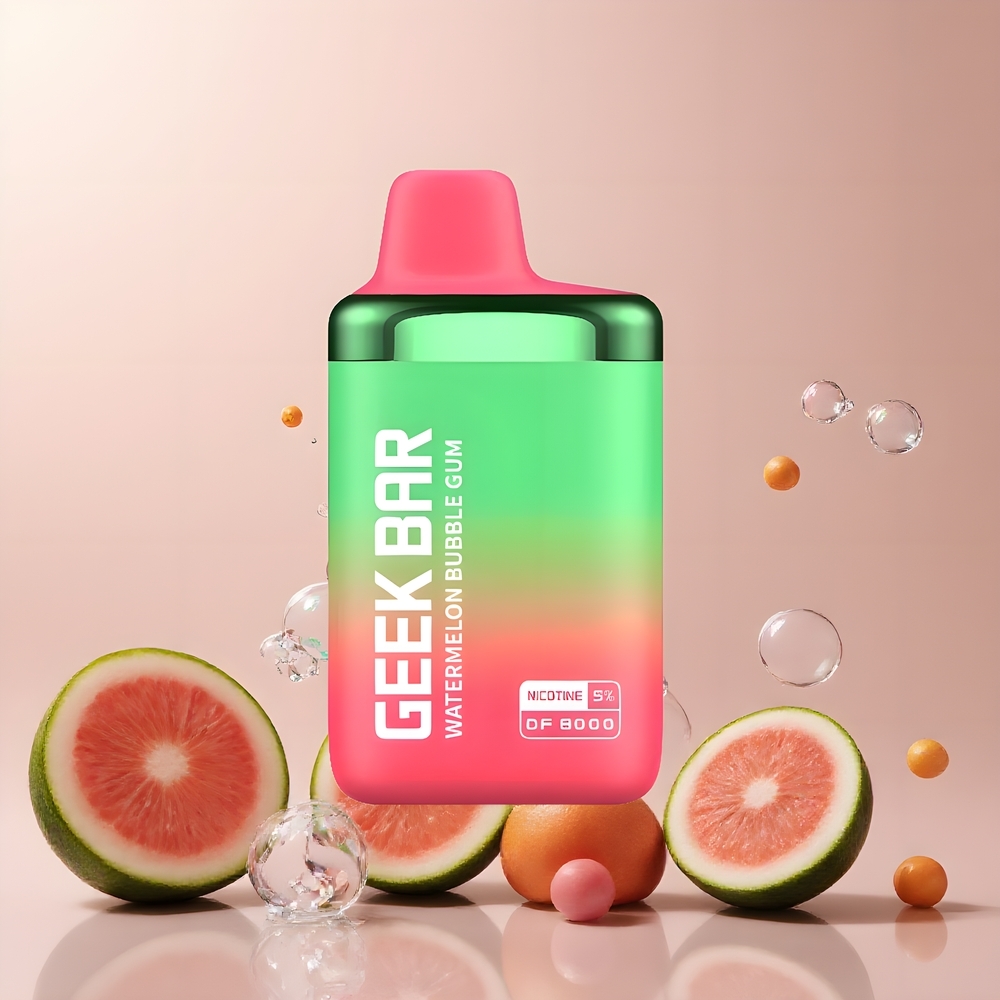 Partihandel Sverige GEEK BAR DF8000 Engångs Vape Vattenmelon Tuggummi 8000 puffar 14mL Dual Mesh