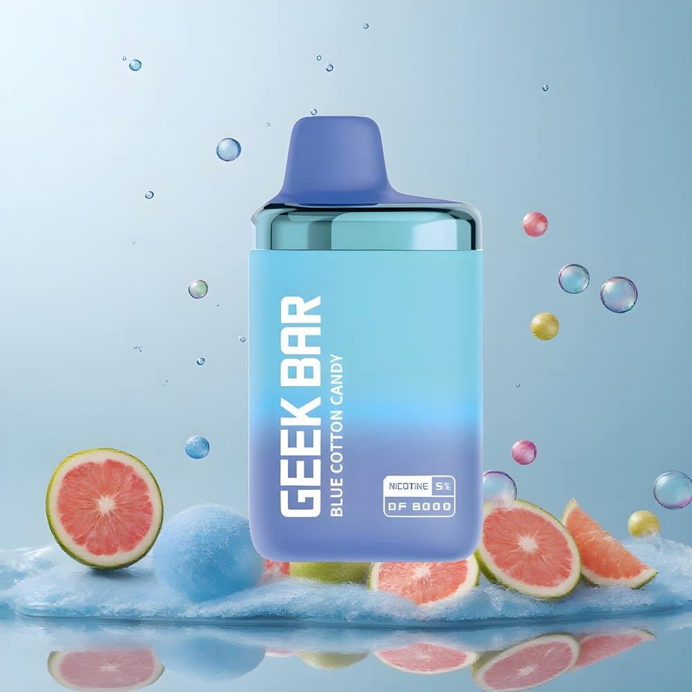 Partihandel Sverige GEEK BAR DF8000 Engångsvape 8000 bloss Blå Sockervadd 14mL 20mg/mL