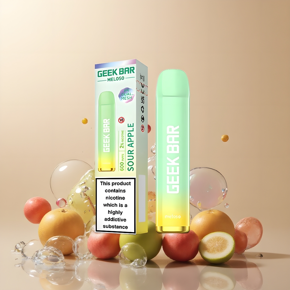 Partihandel Sverige GEEK BAR Meloso 600 Puffs 20mg Engångs Vape Sur Äpple