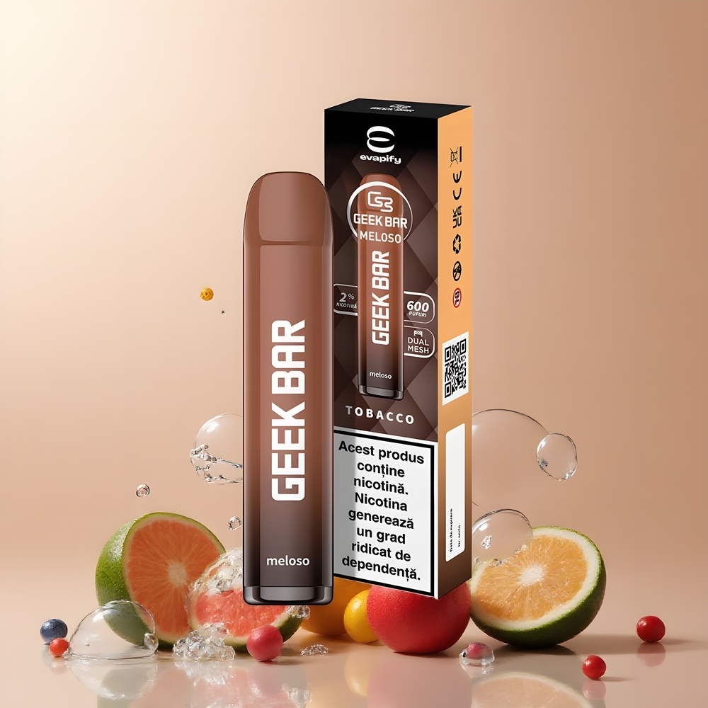 Partihandel Sverige GEEK BAR Meloso 600 Puffs 2ml 550mAh 20mg Tobak