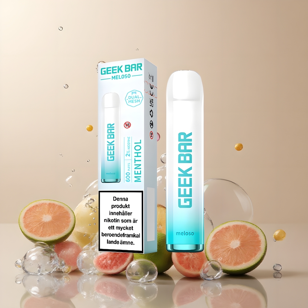 Partihandel Sverige GEEK BAR Meloso 600 Puffs Engångs Vape Menthol 2ml 550mAh 20mg