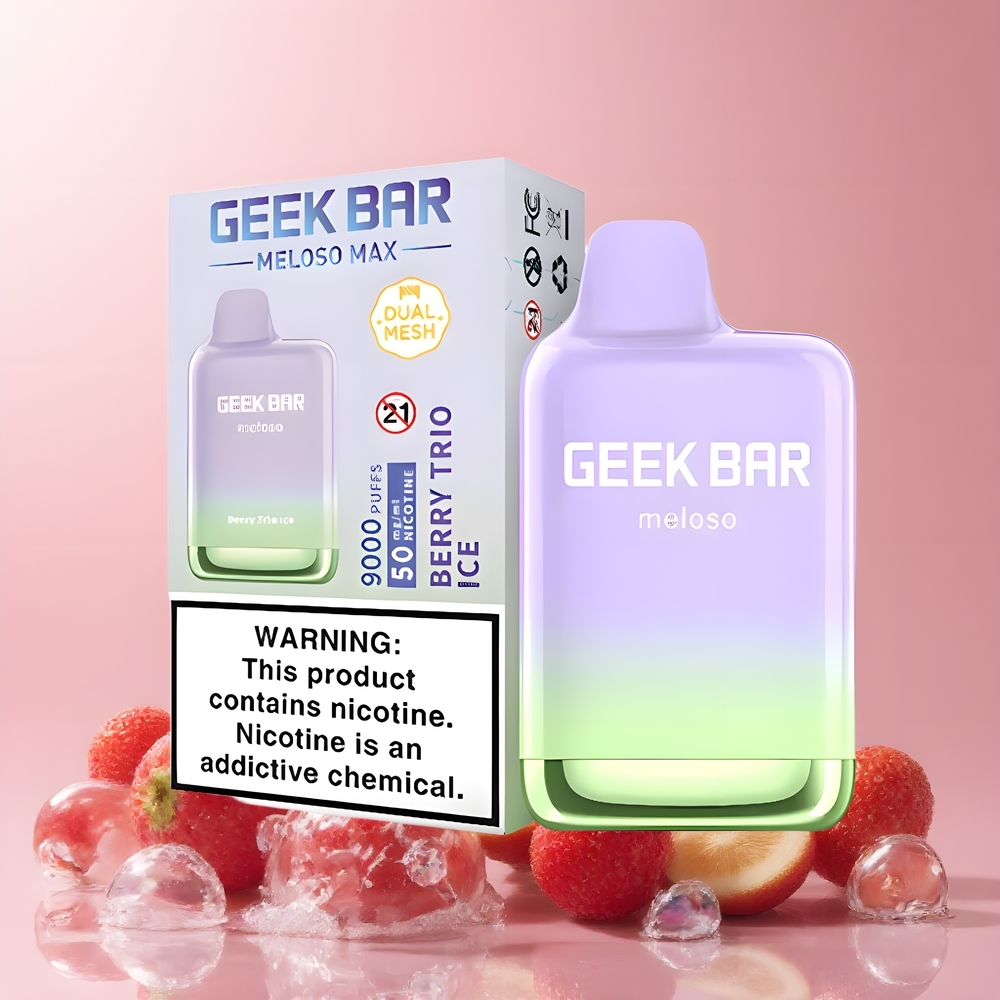 Partihandel Sverige GEEK BAR Meloso Max 9000 Puffs 14ml USB-C Dubbel Mesh Bärtrio