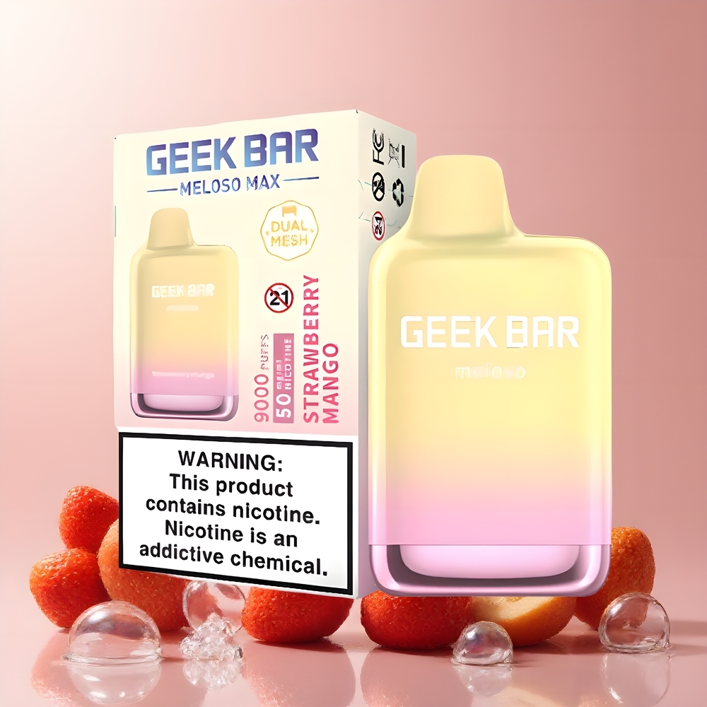 Partihandel Sverige GEEK BAR Meloso Max 9000 Puffs 14ml USB-C Jordgubbe Mango