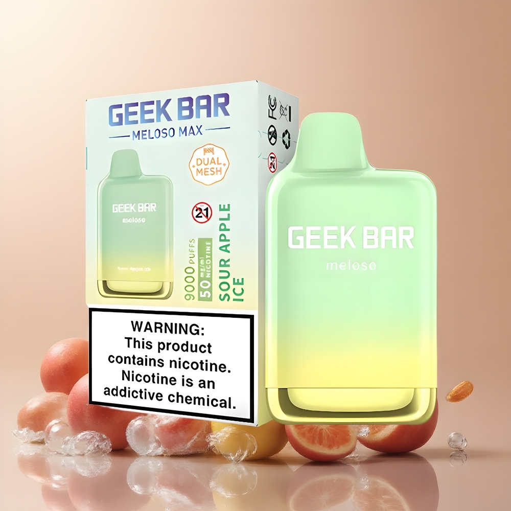 Partihandel Sverige GEEK BAR Meloso Max 9000 Puffs 14ml USB-C Suräpple Is