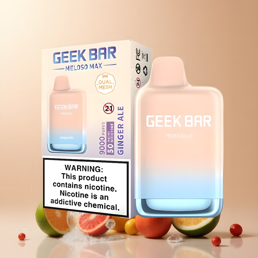 Partihandel Sverige GEEK BAR Meloso Max 9000 Puffs Ingefära Läsk 600mAh Typ-C 14ml