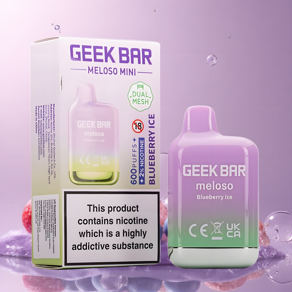 Partihandel Sverige GEEK BAR Meloso Mini 600 Blåbär Is Auto Draw Dual Mesh 550mAh 2ml