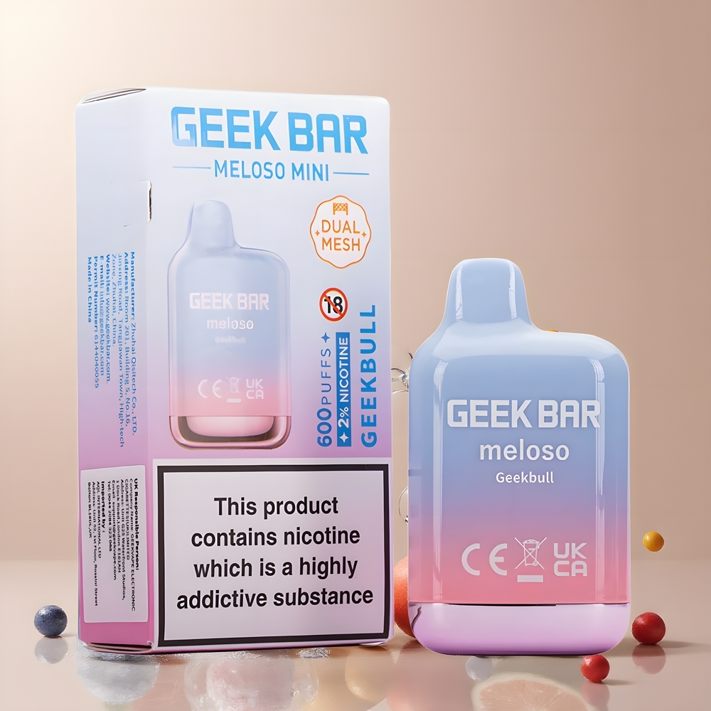 Partihandel Sverige GEEK BAR Meloso Mini 600 Puffs 550mAh 2ml 50VG/50PG Dual Mesh Auto Draw