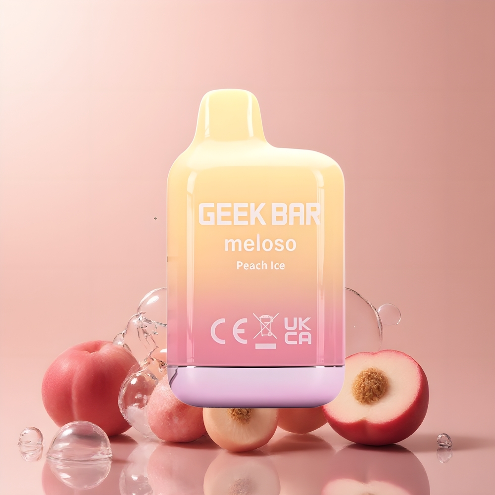 Partihandel Sverige GEEK BAR Meloso Mini 600 Puffs 550mAh 2ml Dubbel Mesh Automatisk Persika Is