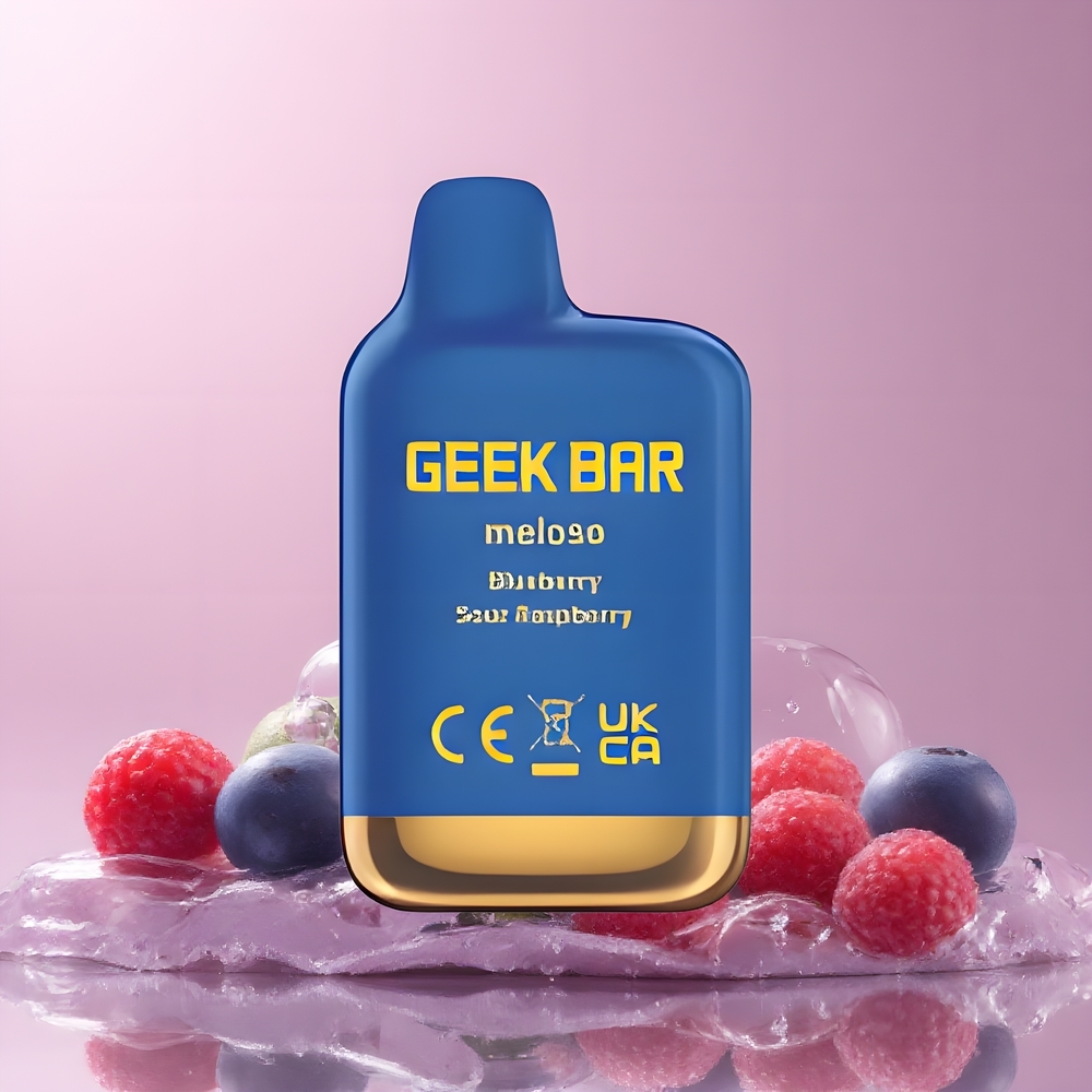 Partihandel Sverige GEEK BAR Meloso Mini 600 Puffs Blåbär Sur Hallon 550mAh 2ml 50VG/50PG Dual Mesh 20mg Auto Draw