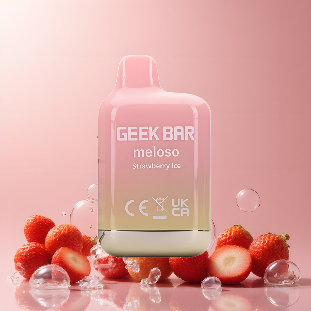 Partihandel Sverige GEEK BAR Meloso Mini 600 Puffs Engångsvape Jordgubb Is 550mAh 2ml 50/50 Dual Mesh 20mg