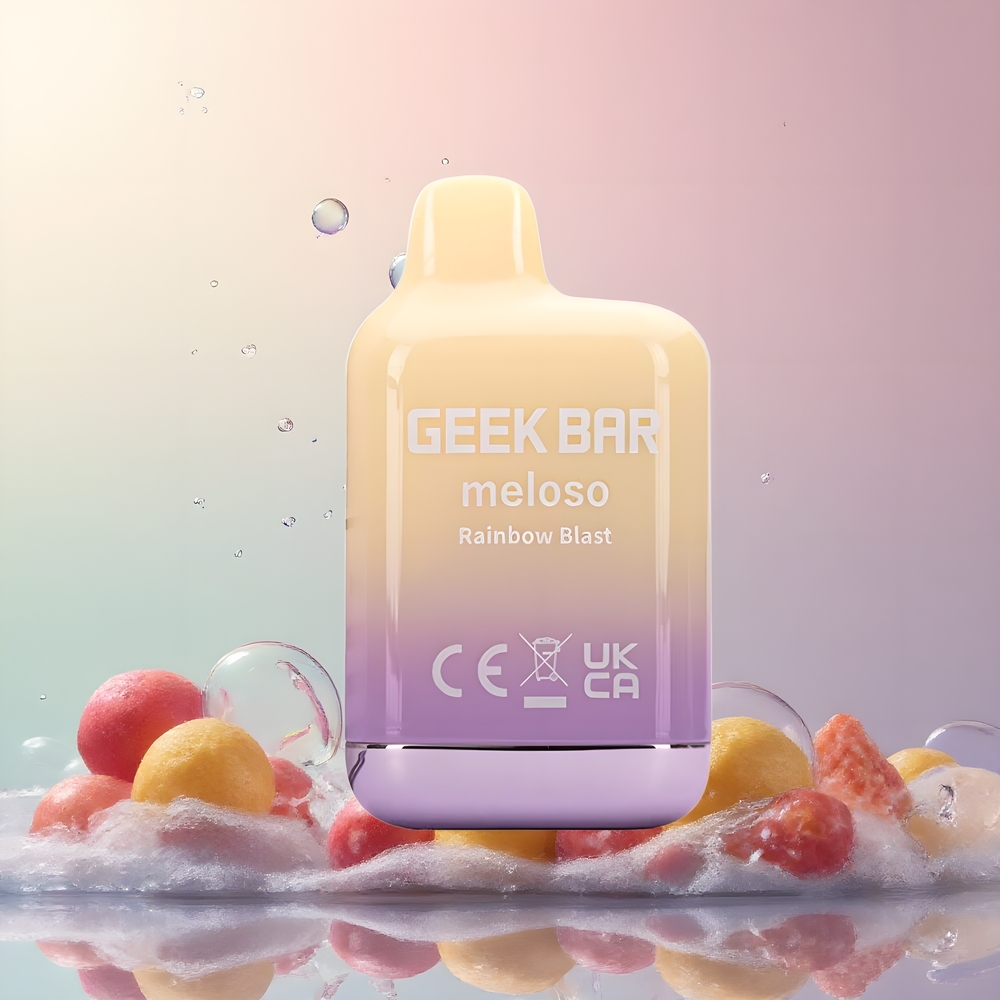 Partihandel Sverige GEEK BAR Meloso Mini 600 Puffs Engångsvape Regnbågs Explosion 550mAh 2ml 50VG/50PG Dual Mesh 20mg