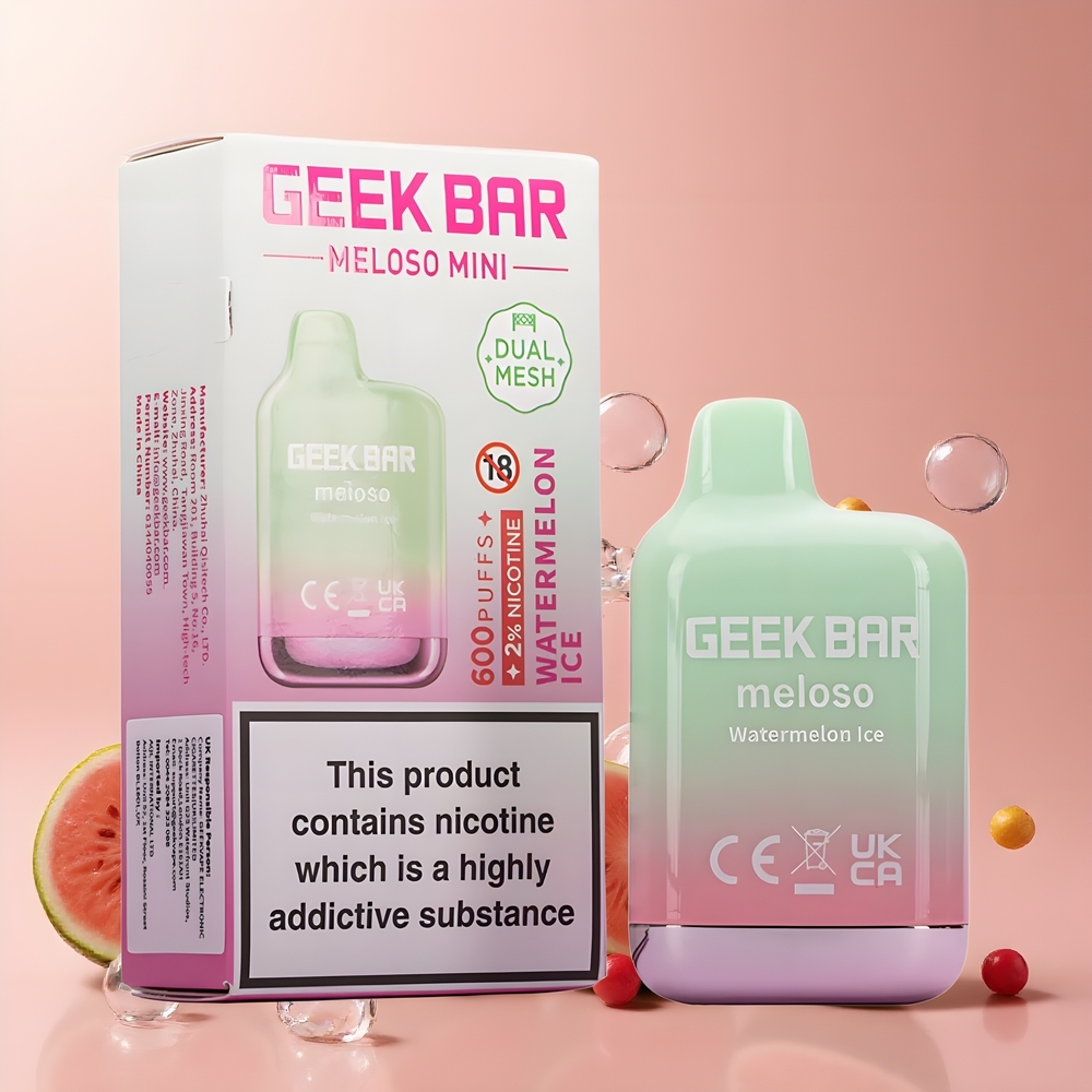 Partihandel Sverige GEEK BAR Meloso Mini 600 Puffs Engångsvape Vattenmelon 550mAh 2ml 50VG/50PG Dual Mesh 20mg Salt Auto Draw