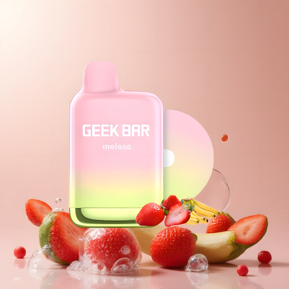 Partihandel Sverige GEEK BAR Meloso Pro 4000 Puffs Engångsvape Jordgubb Banan 12ml 2% Nicotin Dual-Mesh