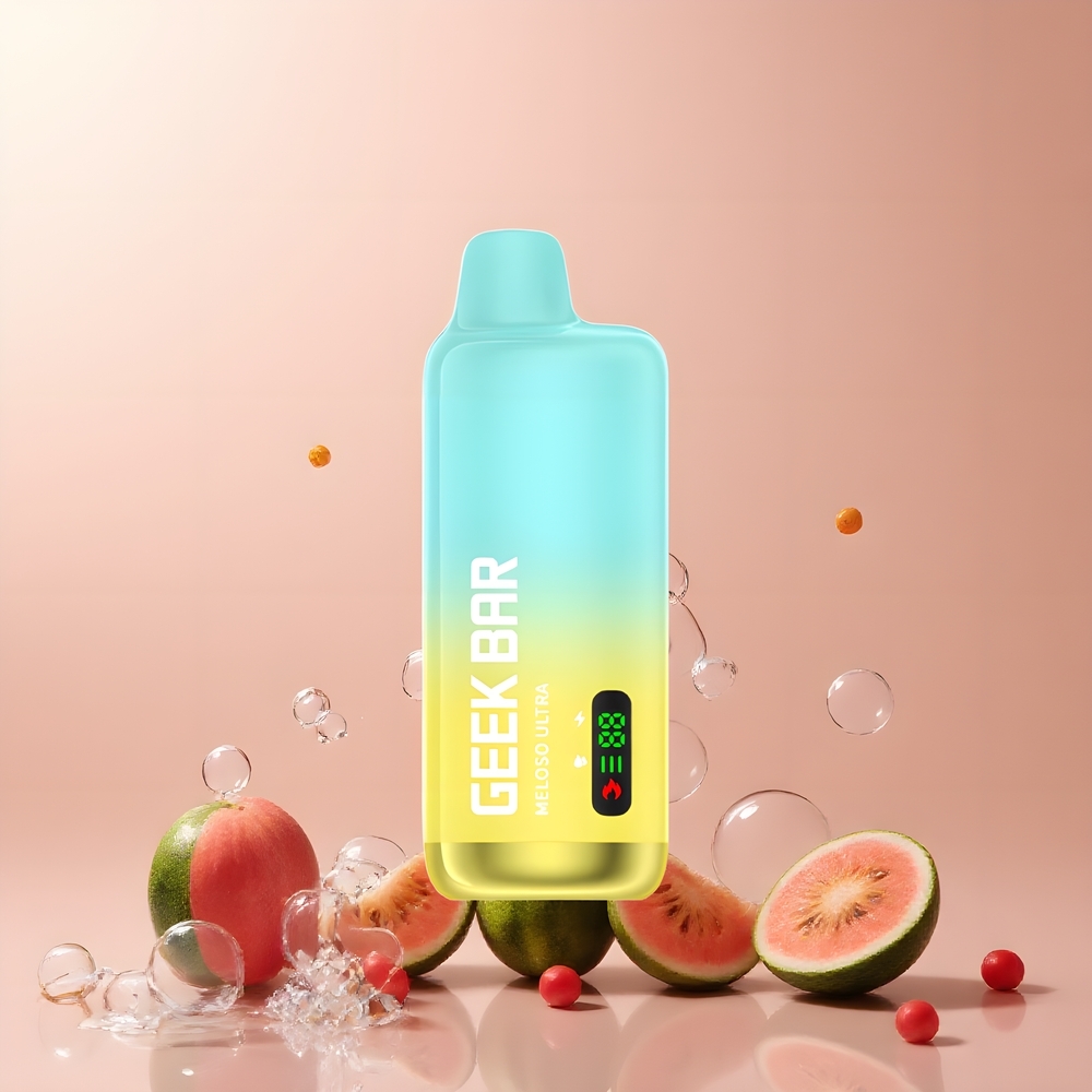 Partihandel Sverige GEEK BAR Meloso Ultra 10000 Puffs 5% USB-C Smart LED Persika Mango Vattenmelon