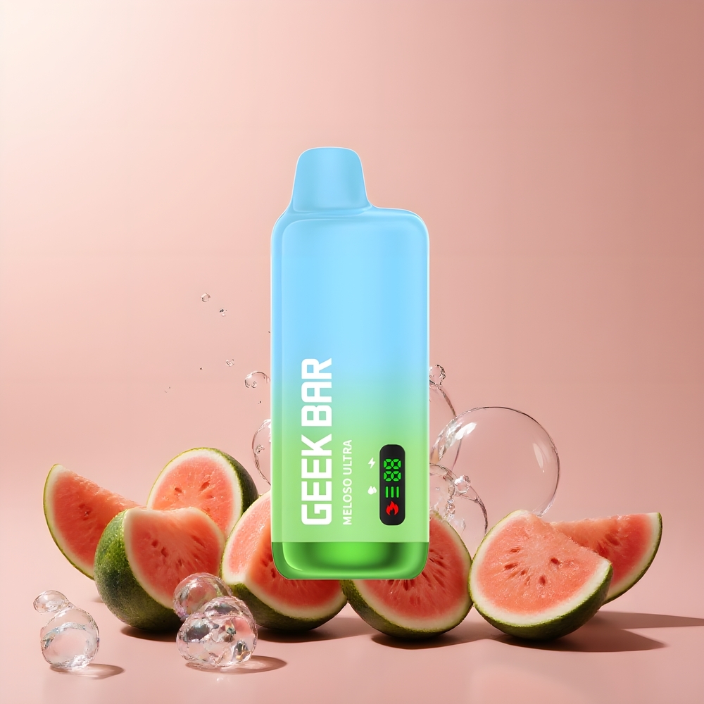 Partihandel Sverige GEEK BAR Meloso Ultra 10000 Puffs Vattenmelon Is 5% 630mAh USB-C Dual Mesh Smart LED