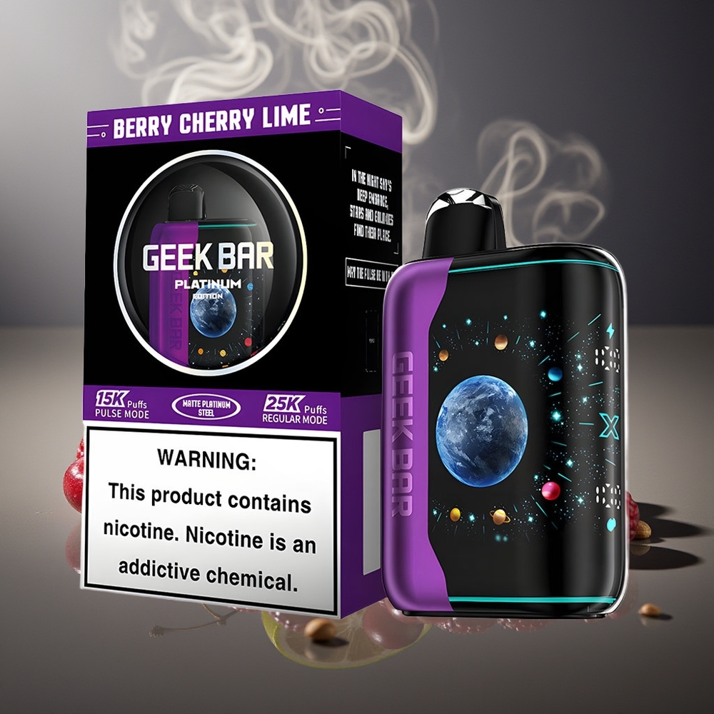 Partihandel Sverige GEEK BAR Platinum Edition 25000 Bär Körsbär Lime Snabbuppladdning Dual Mesh