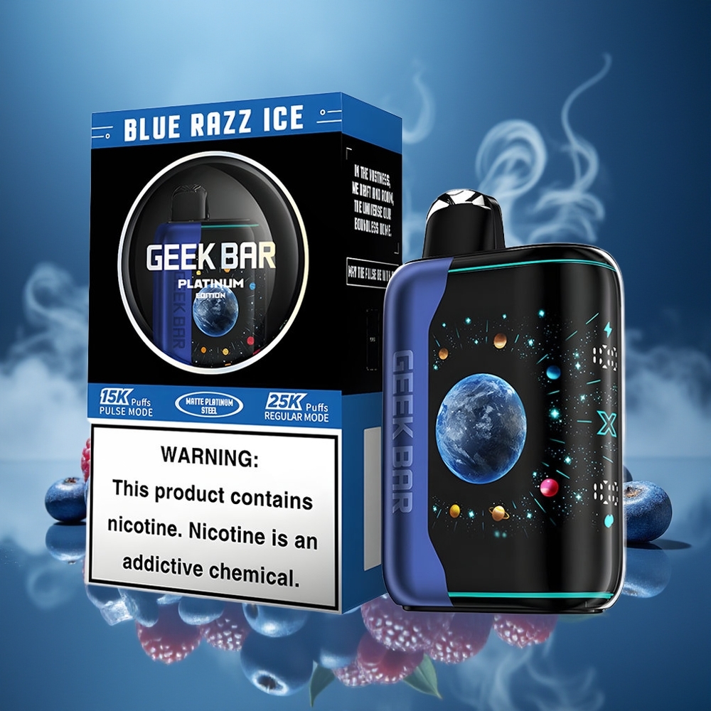 Partihandel Sverige GEEK BAR Platinum Edition 25000 Blå Hallon Is Dual Mesh Coil USB-C