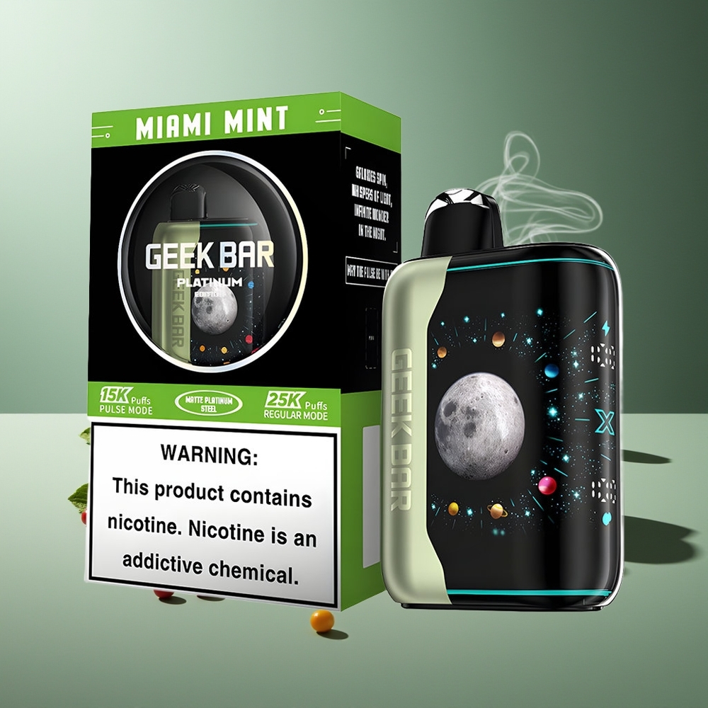 Partihandel Sverige GEEK BAR Platinum Edition 25000 Miami Mynta Snabbuppladdning USB-Type C