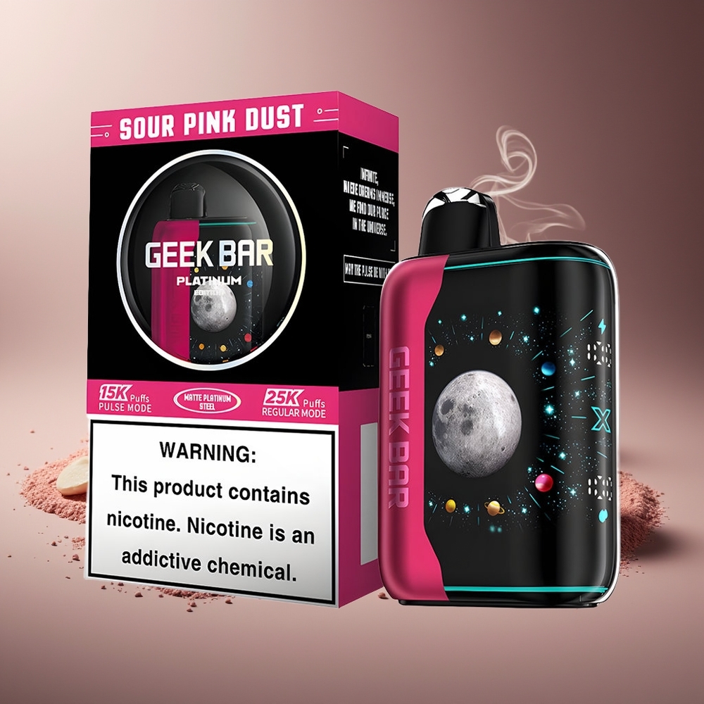 Partihandel Sverige GEEK BAR Platinum Edition 25000 Sur Rosa Damm Skärm Laddning 20mL