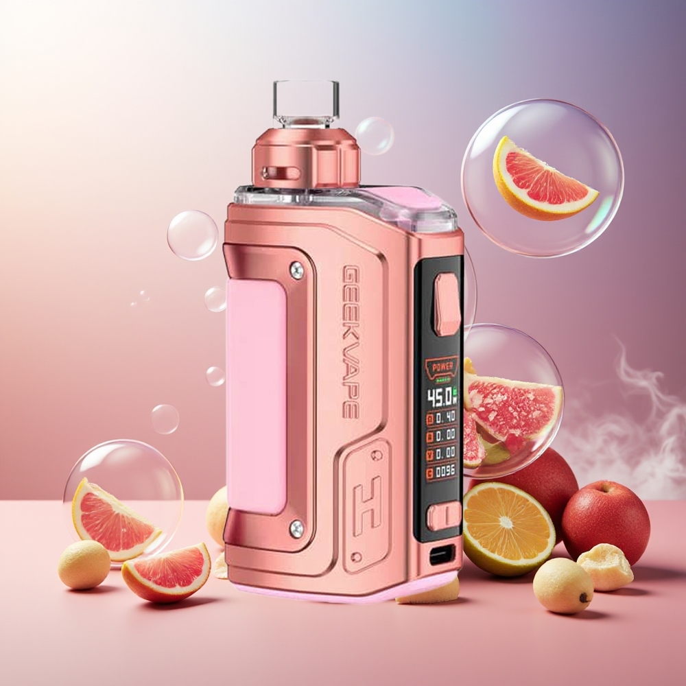 Partihandel Sverige GeekVape H45 Aegis Hero 2 Crystal Edition H45 Pod Mod 4ml Kristall Rosa 1400mAh 45W 0.96" TFT