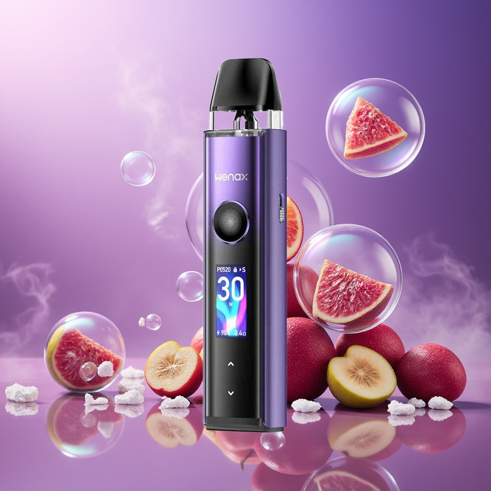 Partihandel Sverige GeekVape Wenax Q Pro Pod System 2ml Ljusande Lila 30W 1200mAh 0.96" Smart Skärm