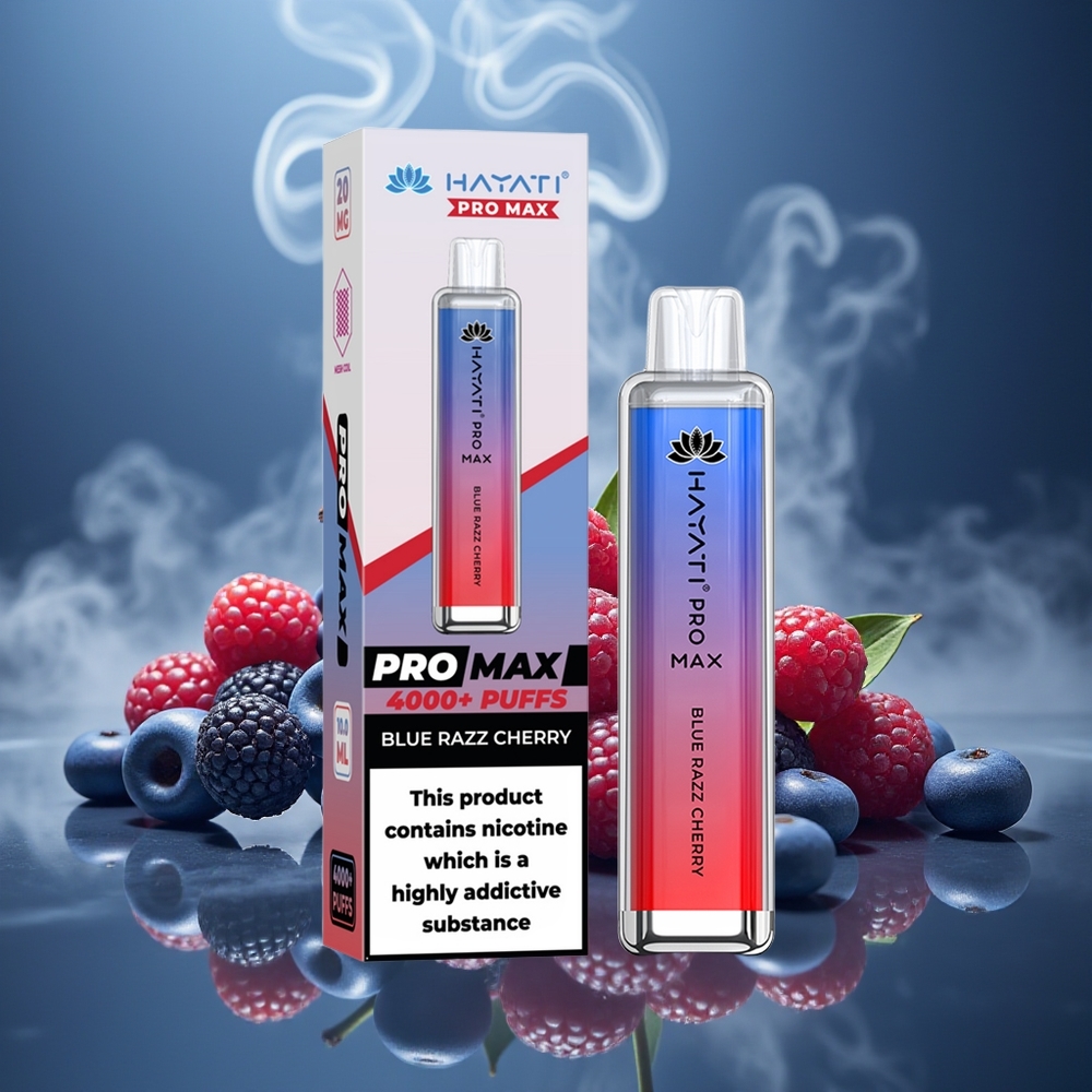 Partihandel Sverige Hayati Pro Max 4000 Puffs Engångs Vape Blå Hallon Körsbär 2ml TPD