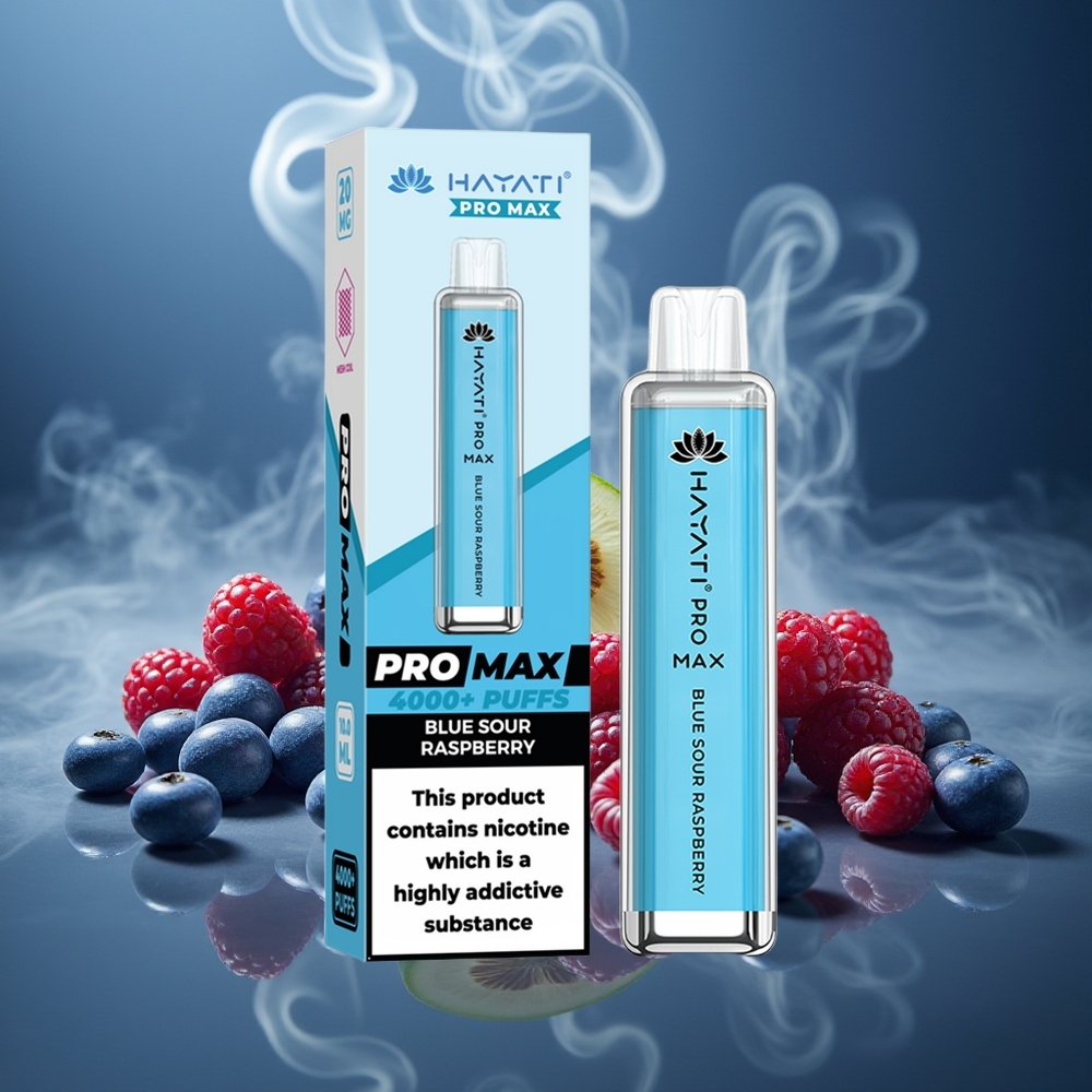 Partihandel Sverige Hayati Pro Max 4000 Puffs Engångs Vape Blå Sur Hallon 2ml TPD 1400mAh