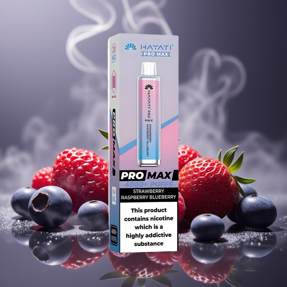 Partihandel Sverige Hayati Pro Max 4000 Puffs Engångs Vape Jordgubb Hallon Blåbär 2% 1400mAh LED