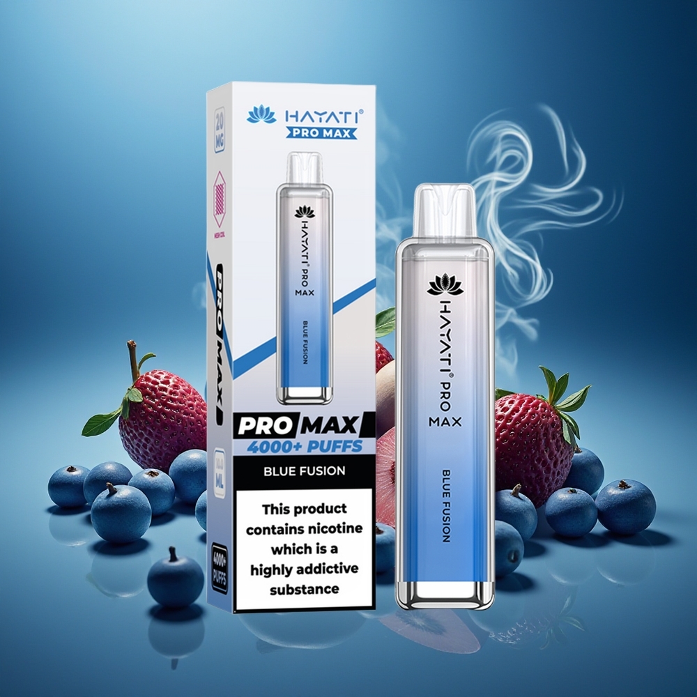 Partihandel Sverige Hayati Pro Max 4000 Puffs Engångsvape Blå Fusion Dual 1.1 Ohm Mesh Coil 1400mAh 2ml 10ml TPD
