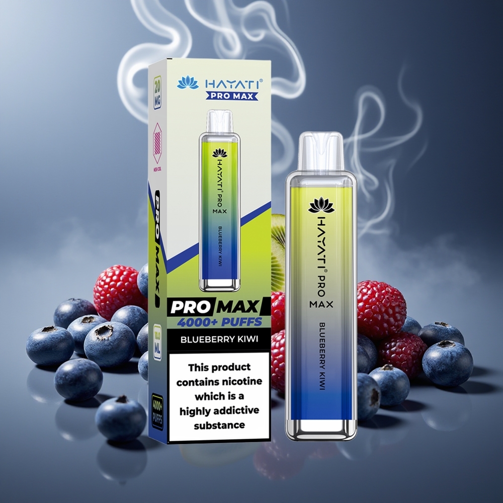 Partihandel Sverige Hayati Pro Max 4000 Puffs Engångsvape Blåbär Kiwi 2ml 5% Nicotine 1400mAh