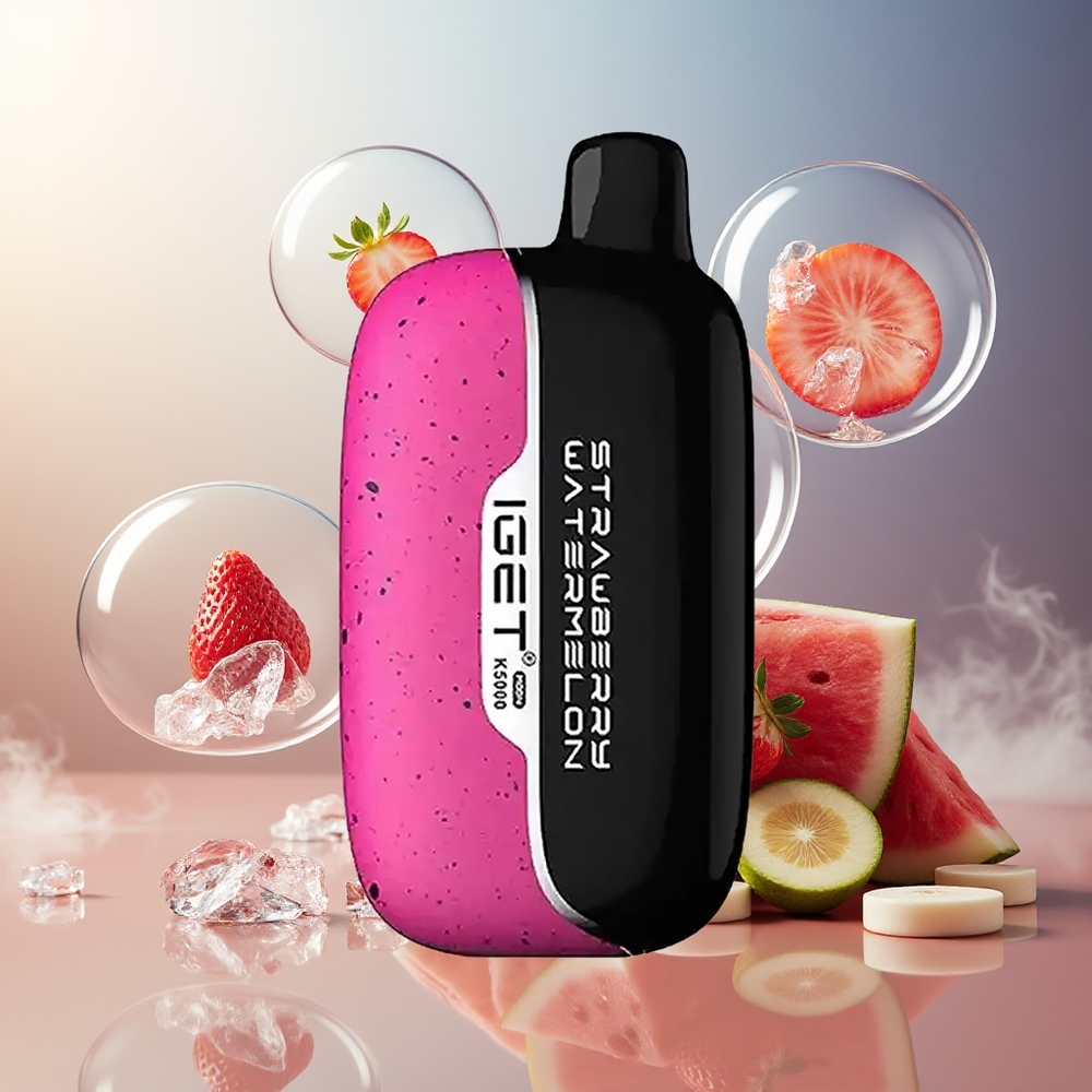 Partihandel Sverige IGET Moon K5000 5000 Puffar Jordgubb Vattenmelon Is 81.5g PC Mesh 1.35 Ohm
