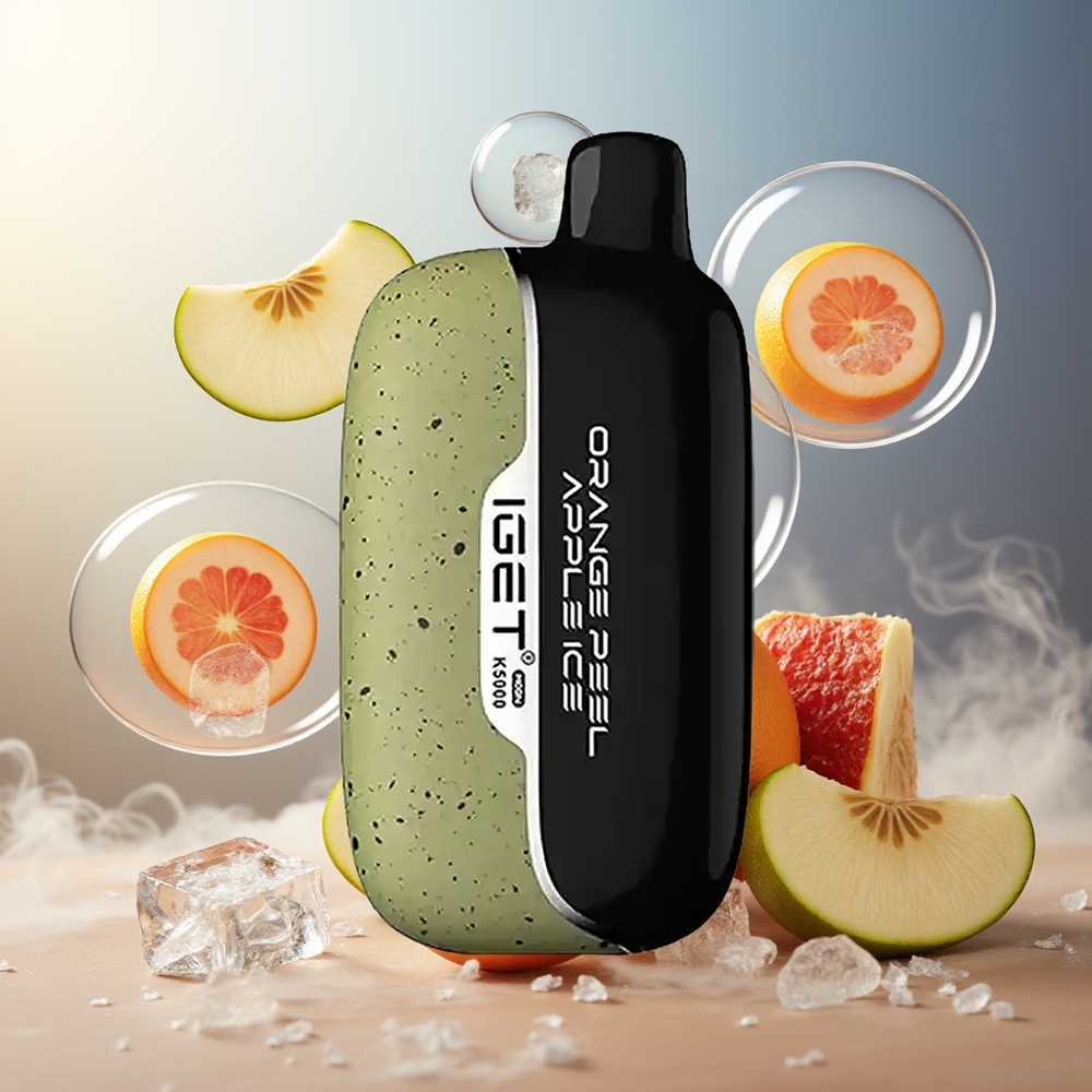 Partihandel Sverige IGET Moon K5000 5000 Puffs 81.5g 1.35 Ohm Apelsinskal Äppel Is