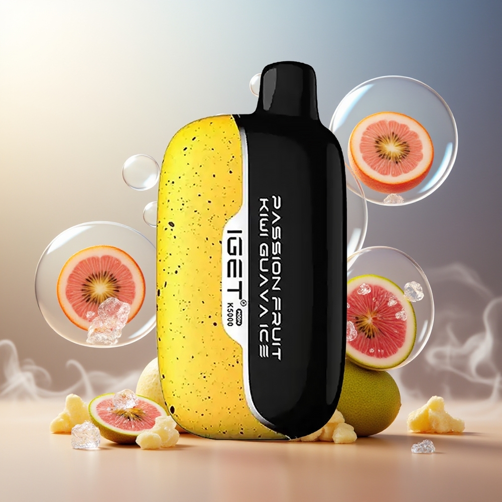 Partihandel Sverige IGET Moon K5000 5000 Puffs 81.5g PC 1.35 Ohm Passionfrukt Kiwi Guava Is