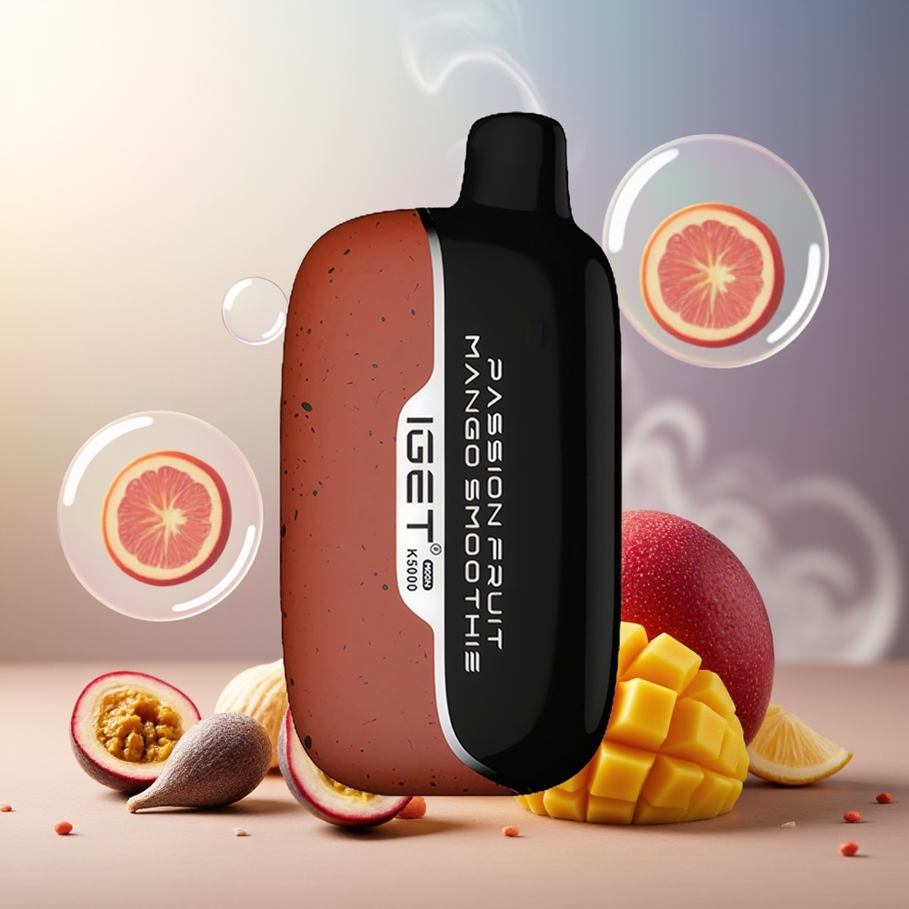 Partihandel Sverige IGET Moon K5000 Puffs Passionfrukt Mango Smoothie 1.35 Ohm Mesh